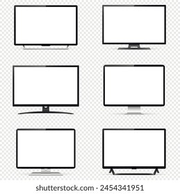 Realistic mock up computers with blank screen isolated on transparent background