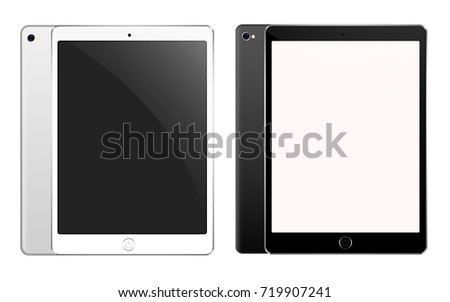 Realistic Mock up Tablet White and Black with Blank Screen Vector