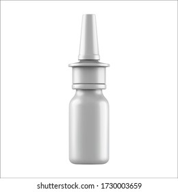 Realistic mock up white bottles for drops and spray etc. 3d Plastic blank medical containers isolated on white background. Vector illustration