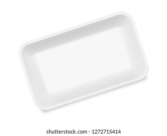 Realistic mockup of blank tray. Vector illustration isolated on white background. Easy to use for presentation your idea, product, fish, meat, semi-finished or ready-made food. EPS10.
