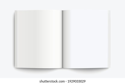 Realistic mockup book: Blank open book with shadows isolated on light background. Vector illustration EPS10	