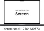 Realistic mockup of the latest Macbook Pro 16 inch blank screen personal by Apple Computers, screen in silver and black laptop color on isolated background. Apple Macbook 13". Flat vector Illustration