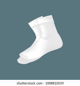 Realistic mockup of men's clothes, accessories, white socks. Template fashion clothes, accessories, mockup. Festive elegant accessory, element of business clothes of businessman. Vector illustration.