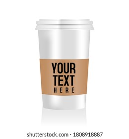 Realistic mockup packaging coffee cup design isolated on white background