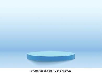 realistic mockup of podium studio platform in blue colors