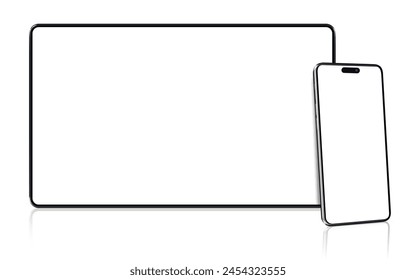 Realistic mockup tablet and smartphone with empty screens. Phone and tablet mockup.