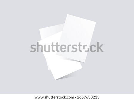 Realistic mockup of two A4 flyers on grey background, minimal and modern branding presentation template, ideal for corporate, advertising, and print design projects