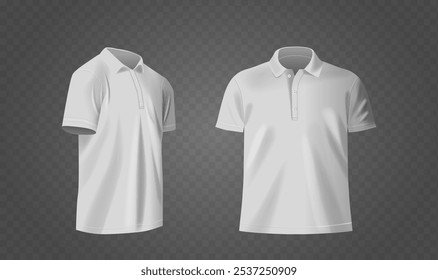 Realistic Mockup Of Two Plain White Polo Shirts Displayed On Transparent Background Showcasing Their Design