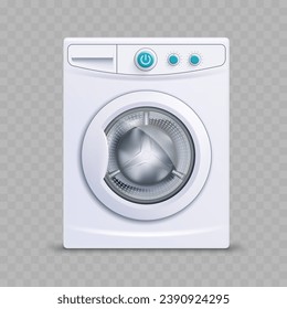 Realistic mockup of a washing machine. Template isolated on transparent background. Clothes washing appliance. Stock vector illustration.