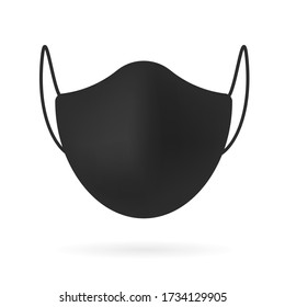 Realistic model Black medical mask. Health mask for Corona protection Separate from white background.