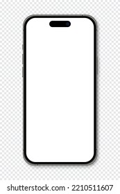 Realistic model smartphone. Smartphone mockup. Device front view. 3D mobile phone with shadow. Vector illustration