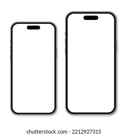 Realistic model smartphone. Smartphone mockup. Device front view. 3D mobile phone with shadow. Vector illustration