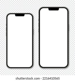 Realistic model smartphone. Smartphone mockup. Device front view. 3D mobile phone with shadow. Vector illustration