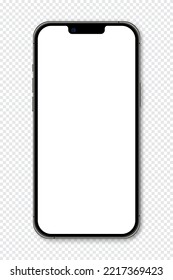 Realistic model smartphone. Smartphone mockup. Device front view. 3D mobile phone with shadow. Vector illustration