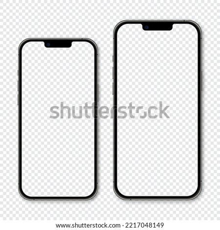 Realistic model smartphone. Smartphone mockup. Device front view. 3D mobile phone with shadow. Vector illustration