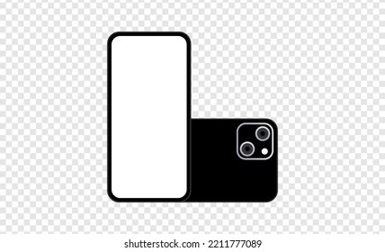 Realistic model smartphone with transparent background and smartphone mockup, device front view concept flat vector illustration.
