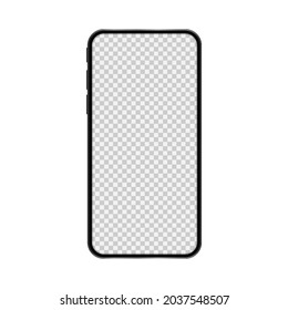Realistic model smartphone with transparent screen. Smartphone mockup. Device front view. Vector illustration. Eps 10.