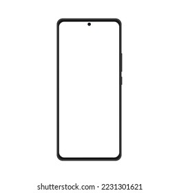 Modelo realista de un smartphone con una pantalla transparente y una cámara en el medio. Vista frontal del dispositivo. plantilla UI UX para infografía o presentación tableta gráfica 3d realista Vector