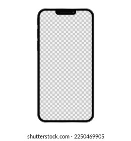 Realistic model smartphone with transparent screen. Smartphone mockup. Device front view. Vector illustration. Eps 10.