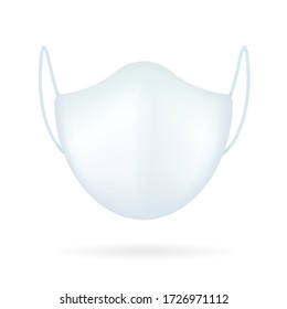 Realistic model White medical mask. Health mask for Corona protection Separate from white background.