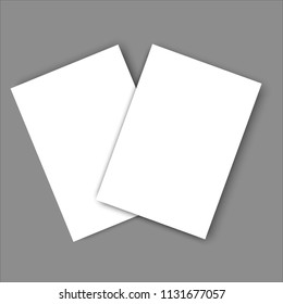 Realistic models of pages with a shadow. Blank template for design. Isolated on grey background. Vector illustration.