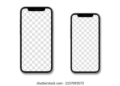 Realistic models smartphone. 3D mobile phone with shadow. Smartphone mockup collection. Device front view. Vector illustration