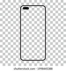 Modelos realistas de smartphone con pantallas transparentes. Colección de simulación de smartphone. Vista frontal del dispositivo.