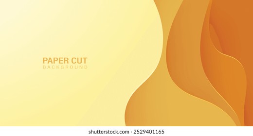 realistic modern 3D orange gradient paper cut wave vector abstract background