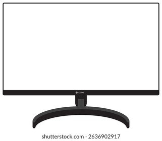Realistic modern Black Computer Monitor 24 inch isolated on white background, vector illustration