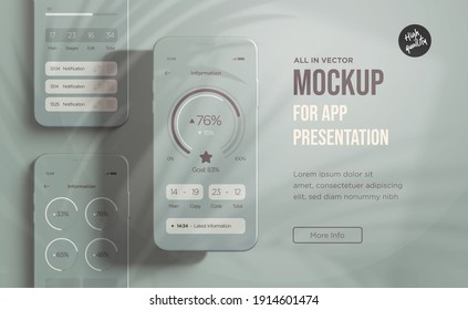 Realistic modern black smartphone mockup design for the mobile application.Vector illustration.
