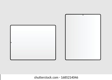 Realistic Modern black Tablet mockup, Modern tablet blank screen, Flat style vector tablet computer.