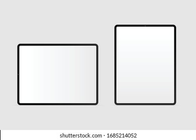 Realistic Modern black Tablet mockup, Modern tablet blank screen, Flat style vector tablet computer.