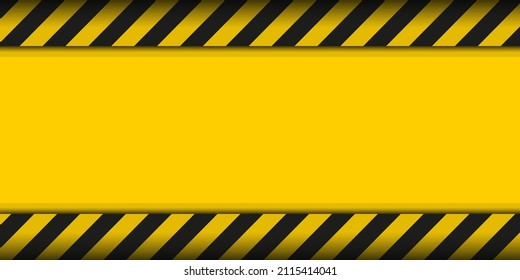 Realistic modern black and yellow warning striped line background template. Construction safety sign banner