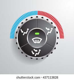 realistic modern car automobile air condition button vector illustrations