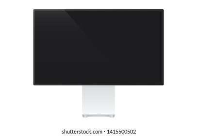 Realistic modern computer monitor. Blank wallpaper screen isolated on white background. Stylish desktop computer display. Mock up template design for advertisement or presentation.