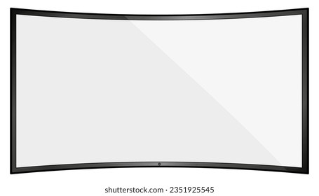 Realistic modern curved 4k TV,Screen lcd Panel,Led,Plasma.Vector Blank Computer Pc Monitor Display mockup.Television Template  Wide flat screen,Graphic design element for Catalog,Web Site,Mock Up