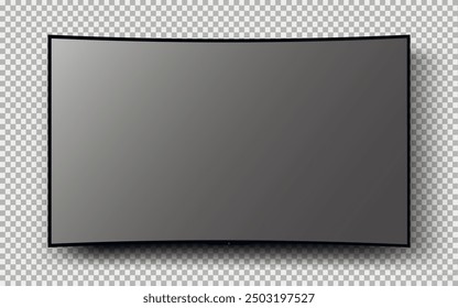 Realistic modern curved TV screen on transparent background