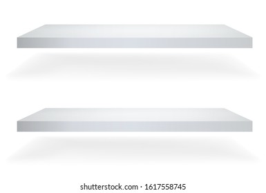 Realistic modern design style template with shadow on white background with Stand 3d effect figure clean blank shelf. JPEG illustration for product news, web banners, page presentations