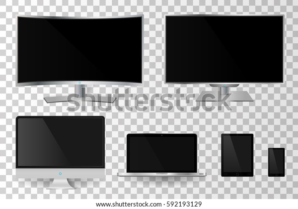 Realistic modern digital devices with empty\
screen isolated. Vector\
illustration