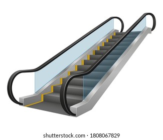 realistic modern escalator vector illustration isolated on white background