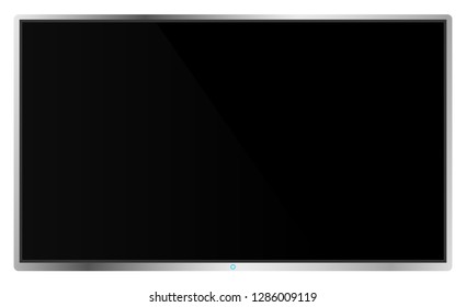 Realistic modern flat 4k TV monitor isolated on white background. Empty screen template mockup. Blank copy space on PC screen. Vector illustration