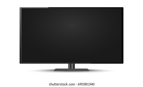 Realistic modern LED TV screen, Computer monitor, Blank television