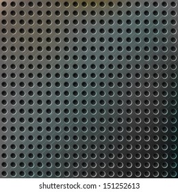 Realistic modern metal background with color reflections and perforated texture