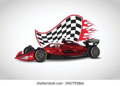 
Realistic Modern red racing car vector