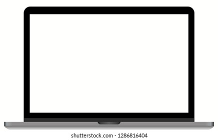 Realistic modern silver metal notebook isolated on white background. Digital display mockup template. Vector illustration