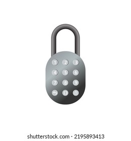 realistic modern smart lock padlock icon on white background
