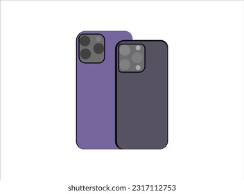 Realistic, modern, smart phone collection with colorful screen on white background. Vector illustration.