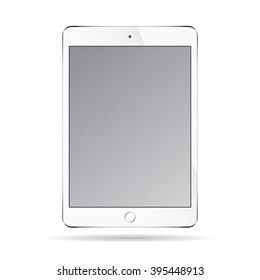 Realistic modern smart tablet ipad illustration with silver color isolated.