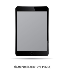 Realistic modern smart tablet ipad illustration with black color isolated.