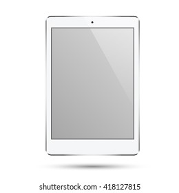 Realistic modern smart tablet ipad illustration with silver color isolated.